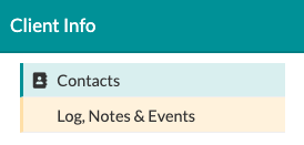 Log, notes, and event page