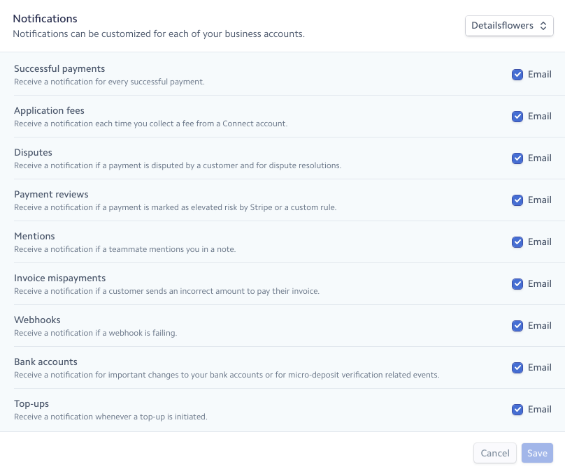 Stripe notifications
